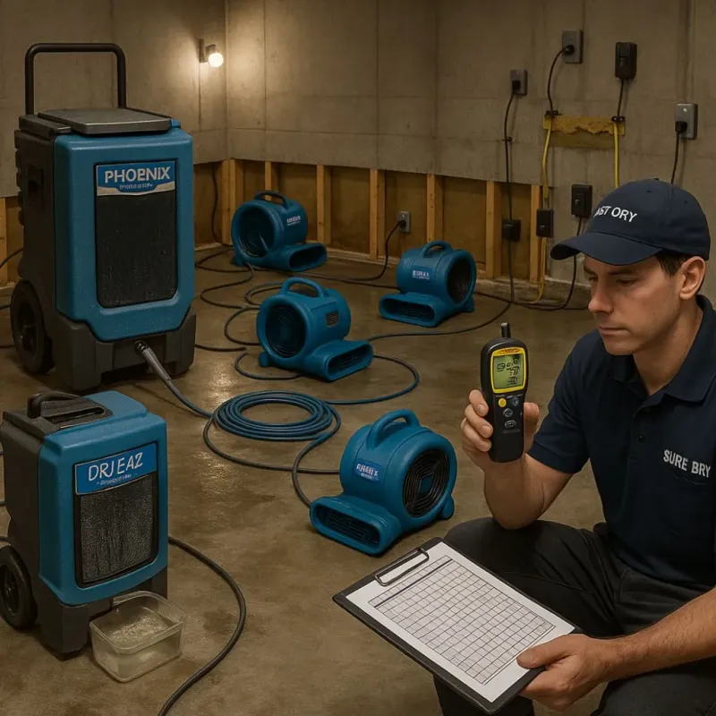 Structural Drying and Dehumidification process in Greenville, AL